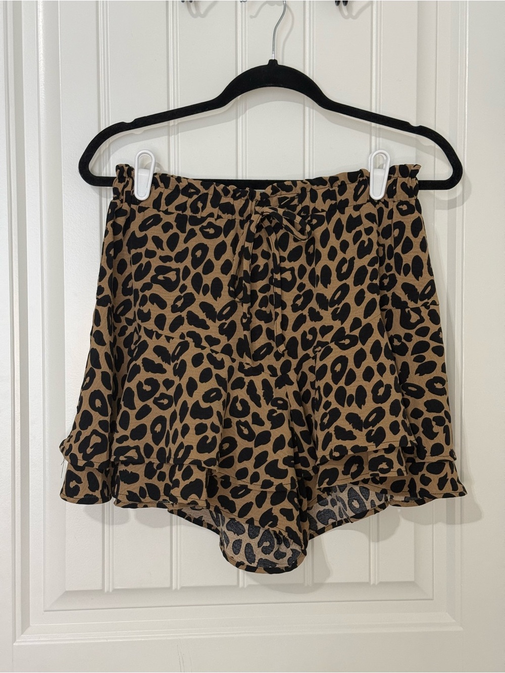 Leopard Print Ruffle Women’s Skort/shorts - Tan/Black